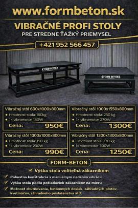 VIBRAČNÉ PROFI STOLY – FORM-BETON
